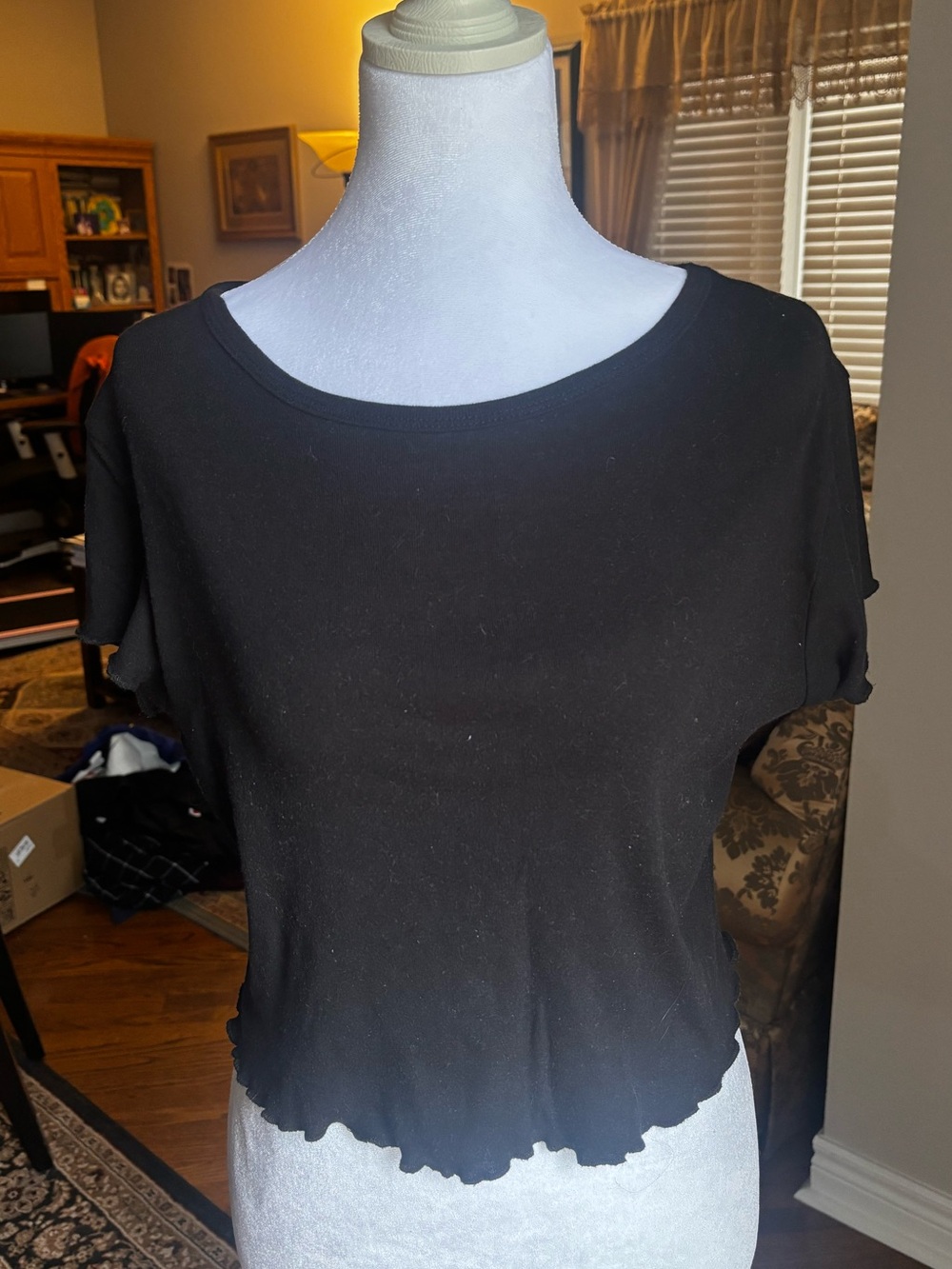 Black Short Sleeve Crop Tee
